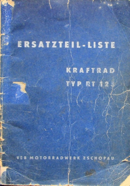 IFA Motorbike Type RT 125 Sparepart-List 1954 (8976)